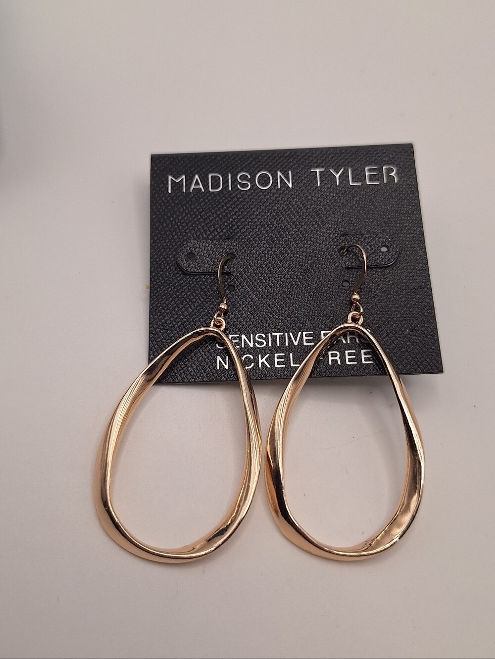 Madison Tyler Rose Gold Teardrop Dangle Earrings Sensitive Ears NWT